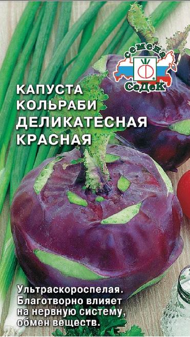 Семена - Капуста Деликатесная Красная Кольраби 1 г - 2 пакета